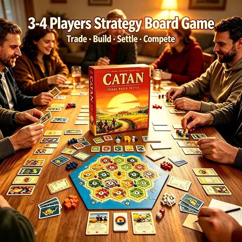 Board Game Trade Build Settle 3-4 Players English Strategy Tabletop Game Resource & Development Cards Family Party Entertainment Toy
