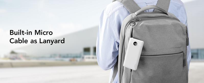 VRURC 10000mAh Portable Power Bank with 4 Built-in Cables Fast Charging LED Display Travel Battery Pack for iPhone Samsung Android Tablet iPad Earbuds USB Type-C & Micro USB Chargeable with Lanyard Smartphone Black Charger