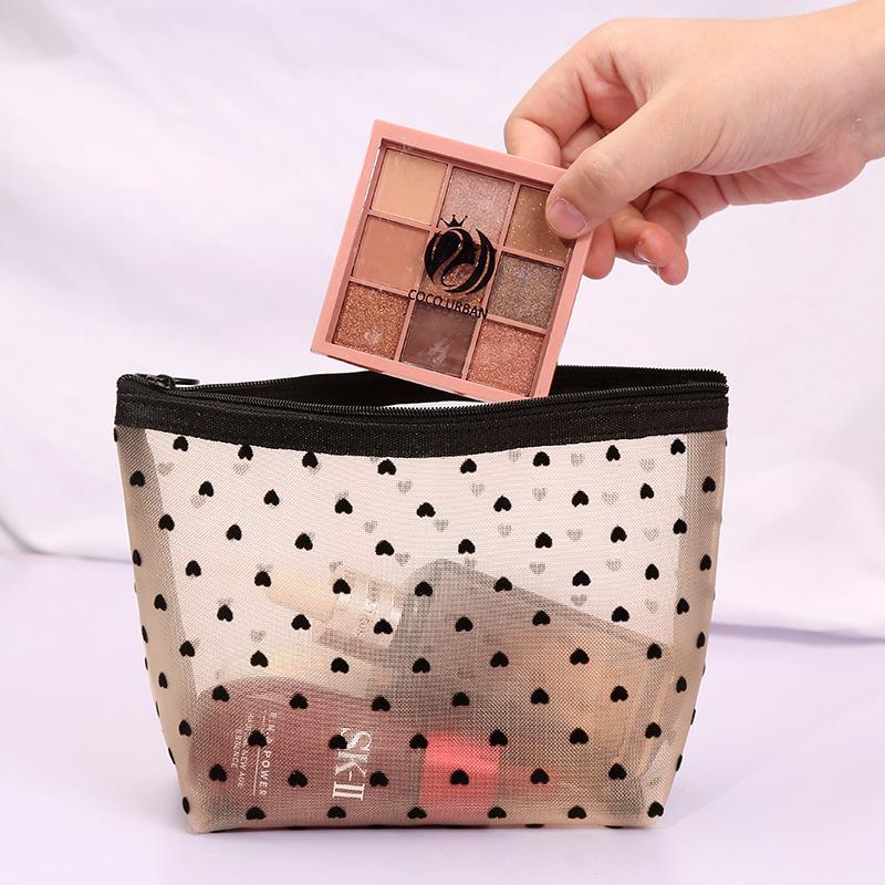 Large Capacity Mesh Makeup Bag Portable Travel Toiletry Organizer, Cosmetic Storage Pouch