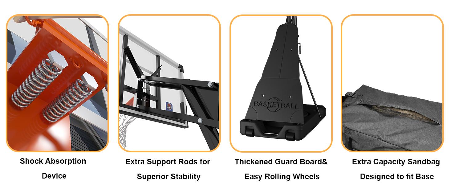 Cofiyard Portable 44/54 Inch Basketball Rack with LRD Light, Shockproof and Non-Fragile, Adjustable Height from 5.25 to 10 Feet, With Sandbags, Suitable for Children and Adults, Family Fitness Use