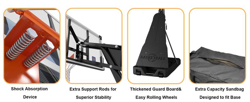 The Cofiyard Portable LED Basketball Stand Outdoor Model with Adjustable Height 5.25-10 ft Reinforced Backboard 44x28 inches & Sandbags for Kids & Adults Home Gym Workout Equipment