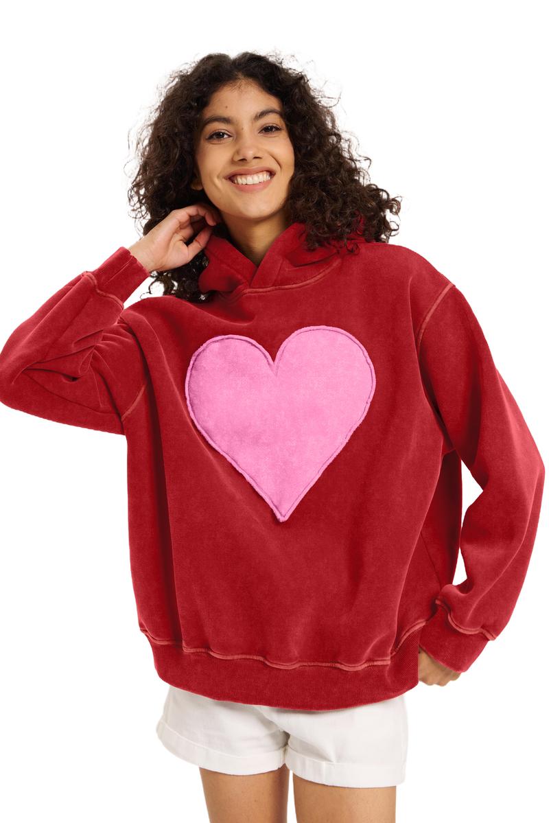 FAIABLE Unisex Trendy Vintage Pullover Sweatshirt for Women & Men- Oversized Heart Design Crewneck with Acid Wash Finish and Spacious Pockets for Ultimate Comfort and Style - Perfect for Valentine's Day Gifts and Everyday Wear