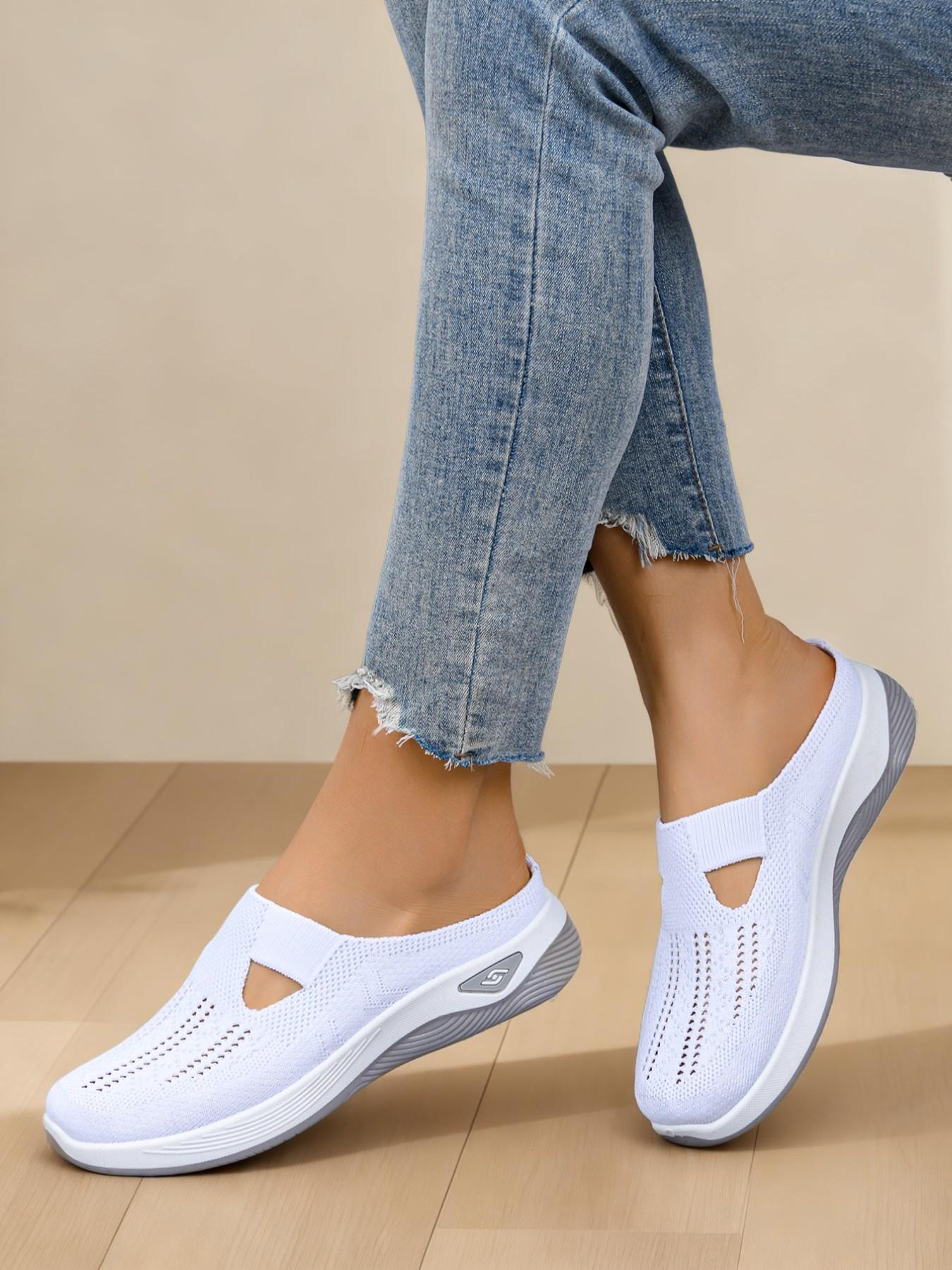 New Women's Casual Sandals, Comfortable Fashion Slip-Ons, Lightweight Soft Sole Mesh Shoes, Outdoor Commute Half-Sandals