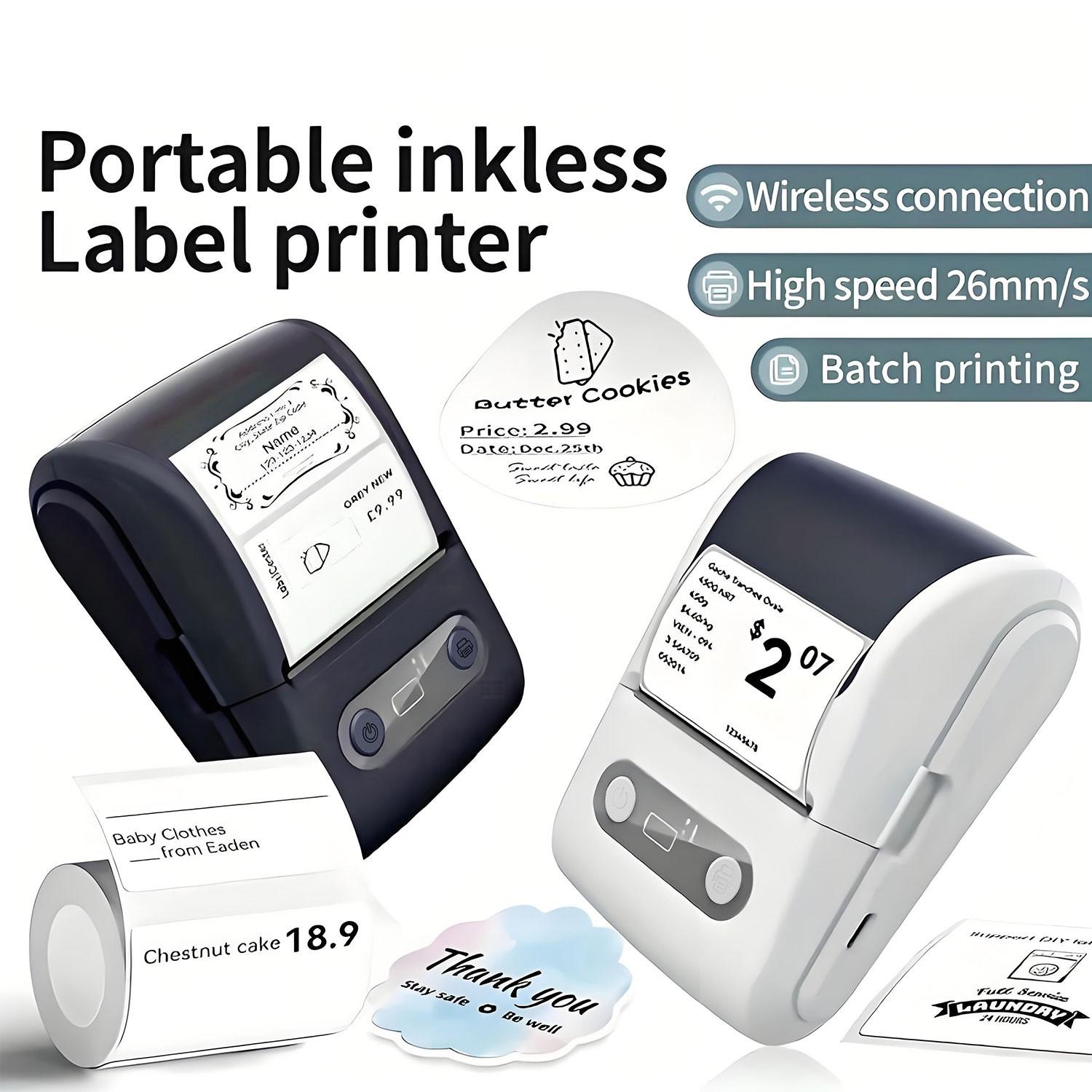 Portable Label Printer, Wireless No Ink Required for Address Barcodes, Small Business Gift Tags, Christmas and Valentine's Day Gifts