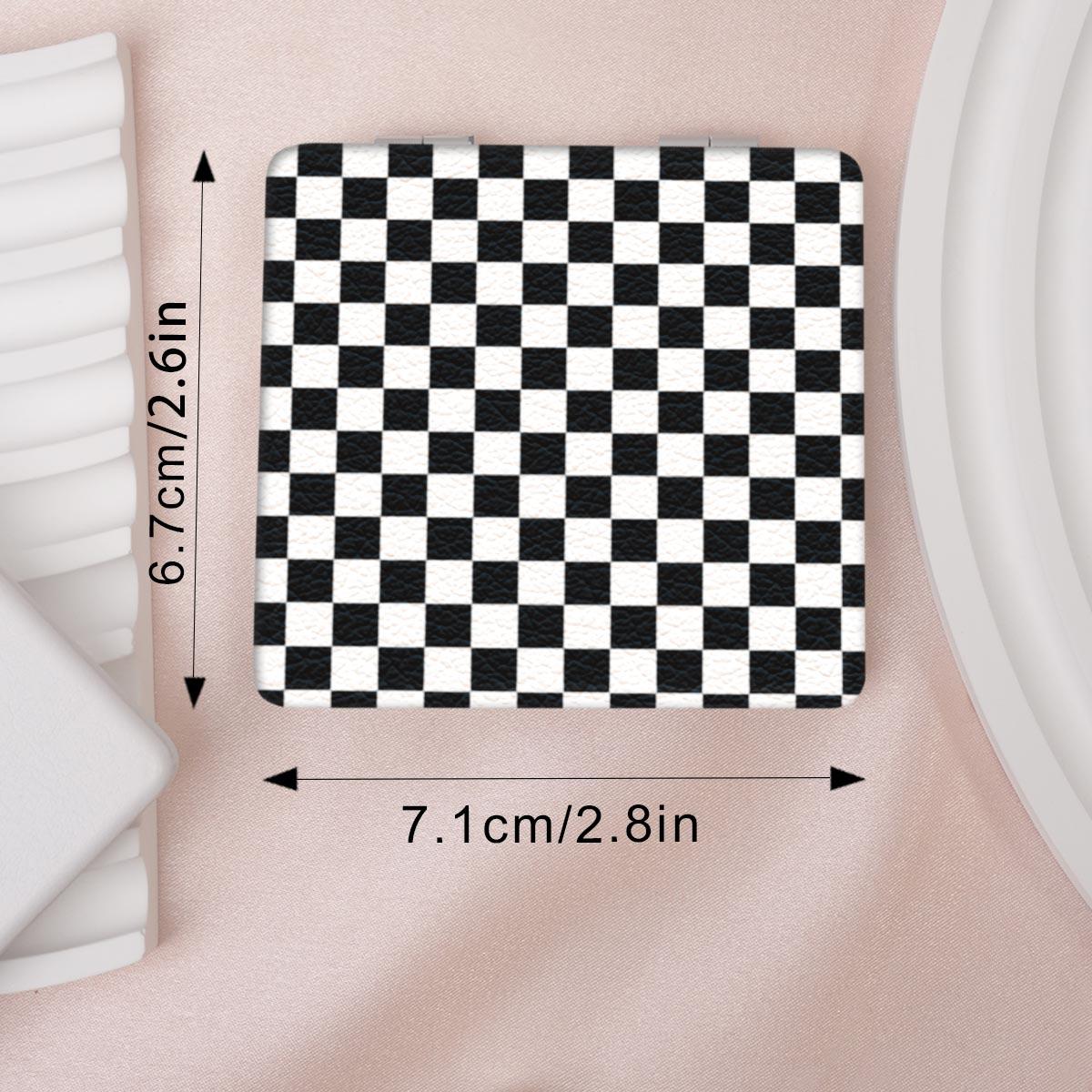 Colorful Plaid Pattern Makeup Mirror, 1 Count Portable Foldable Square Mirror, Mini Handheld Makeup Mirror for Women & Men