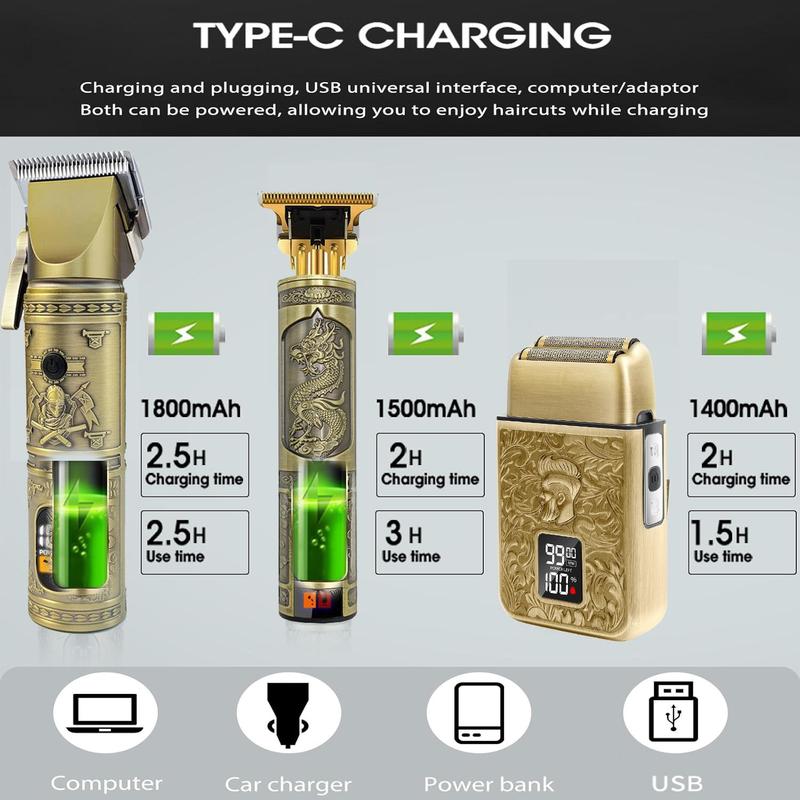 Professional Hair Clipper Kit, 1 Set Electric Hair Trimmer with Limited Comb & Storage Bag & Cleaning Brush, Great for Men Stylists Barber Barbershop, Cordless Hair Clipper