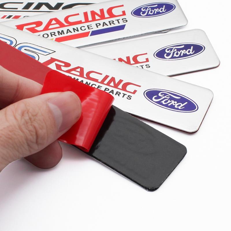1/7Pcs 3D Aluminum Racing Car Stickers Badge Emblem Body Side Fender Rear Trunk Tail Decor Decal For Ford ST Focus 2 3 Mk3 Mk2 Mk1 Fiesta Mk7 Kuga Ranger Fusion Mondeo Mustang S-MAX Accessories Body Side Decals
