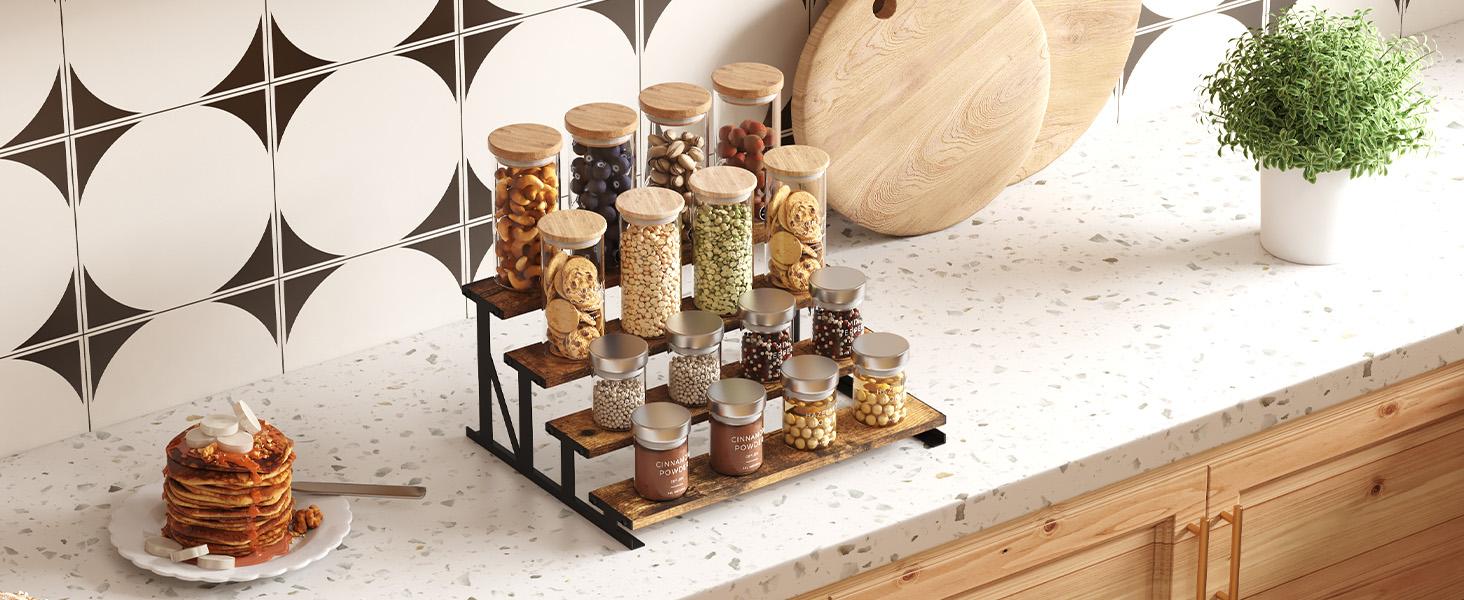 Brown Wooden Step-Tiered Multi-Purpose Storage Rack (9.9x9.3x6.1") - Men's Organizer, Cologne Stand Display, Perfume Display, Side Mount, Easy Installation for Bedroom, Kitchen Countertop (1 Pcs), Metal, Wood & Metal Brown Wooden Step-Tiered Multi-Purpose Storage Rack (9.9x9.3x6.1") - Men's Organizer, Cologne Stand Display, Perfume Display, Side Mount, Easy Installation for Bedroom, Kitchen Countertop (1 Pcs), Metal, Wood & Metal