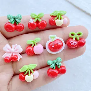 20pcs Cute Mini Mixed Bow Cherry Jewelry - Perfect for nail art, DIY wedding decoration, scrapbook, jewelry crafts, and headwear decoration, hair clip decoration accessories, Art Charms