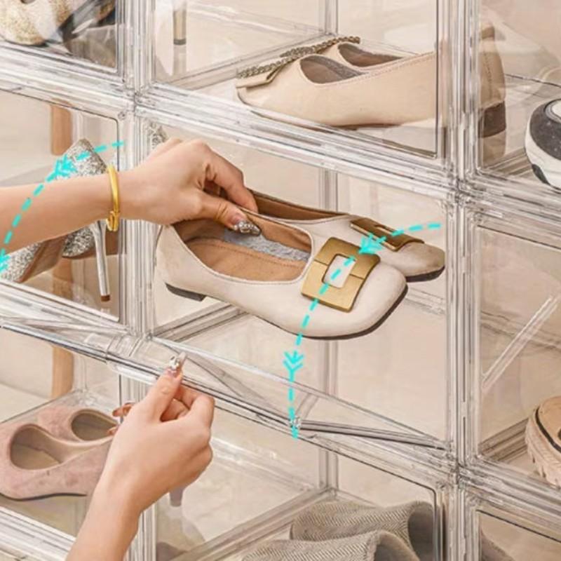 Transparent Acrylic Storage Box with Lid, Dustproof Stackable Design, Ideal for Organizing Bags & Toys, Modern Home Decor Solution, Clear Storage Box