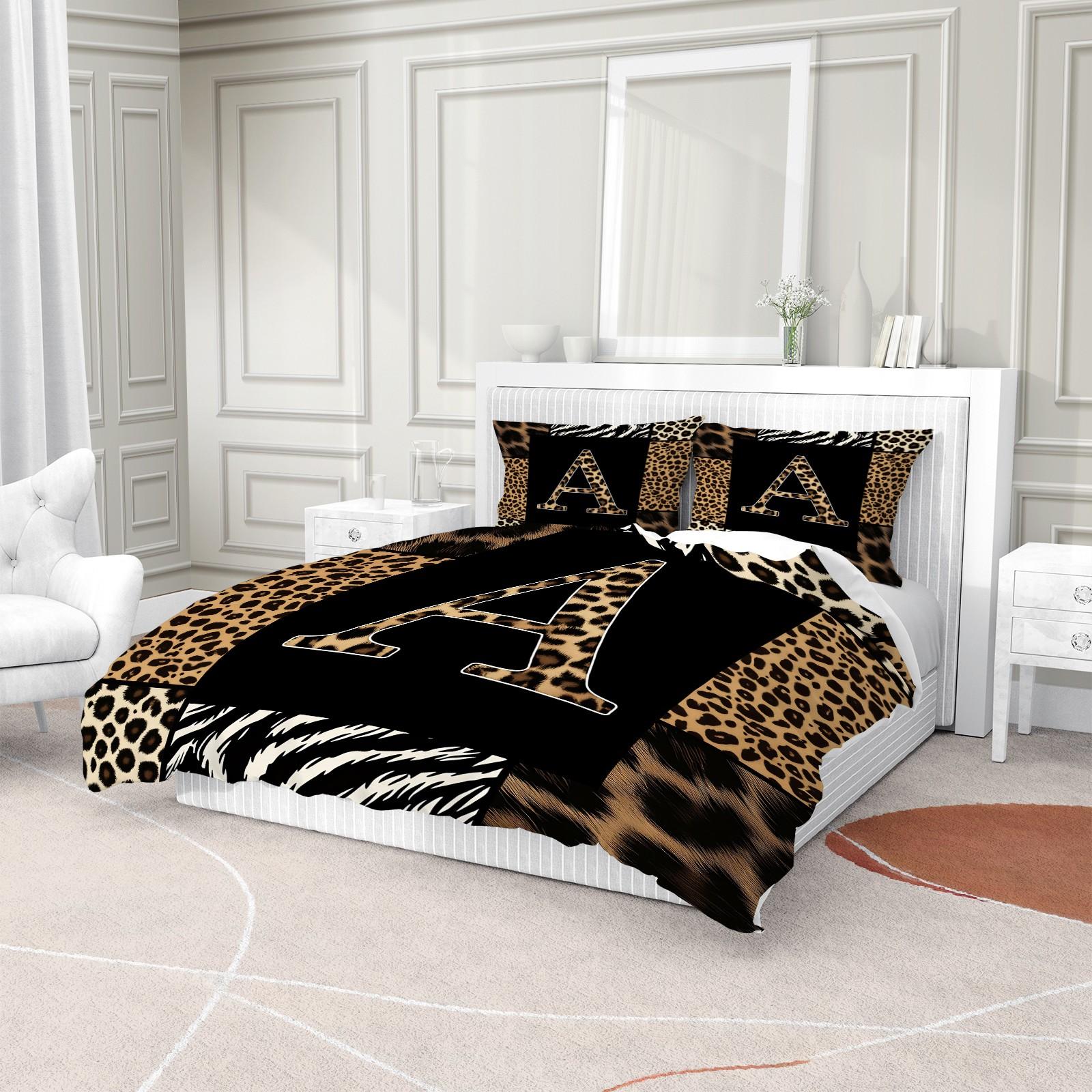 2/3 Pcs Boho Animal Print Letter Duvet Cover Set, Personalized Home Decor for Bedroom, Hotel & Dorm, Zipper Closure & Easy to Remove, Ideal for Housewarming, Christmas & Birthday Gifts, No Filling Included