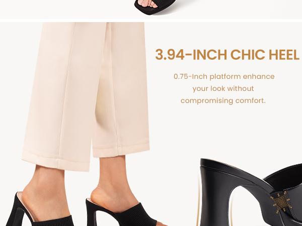 MUSSHOE Chunky Heel Platform Sandals Square Toe Slip On Design SpringStatements