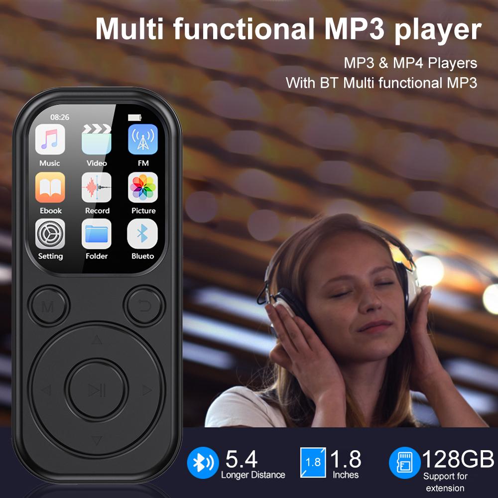 Chargeable Bluetooth MP3-MP4 Audio Player, 5.4 Bluetooth Version, Type-C Port for Fast Charging, Expandable Memory Card Support, FM Recording, E-Book Function