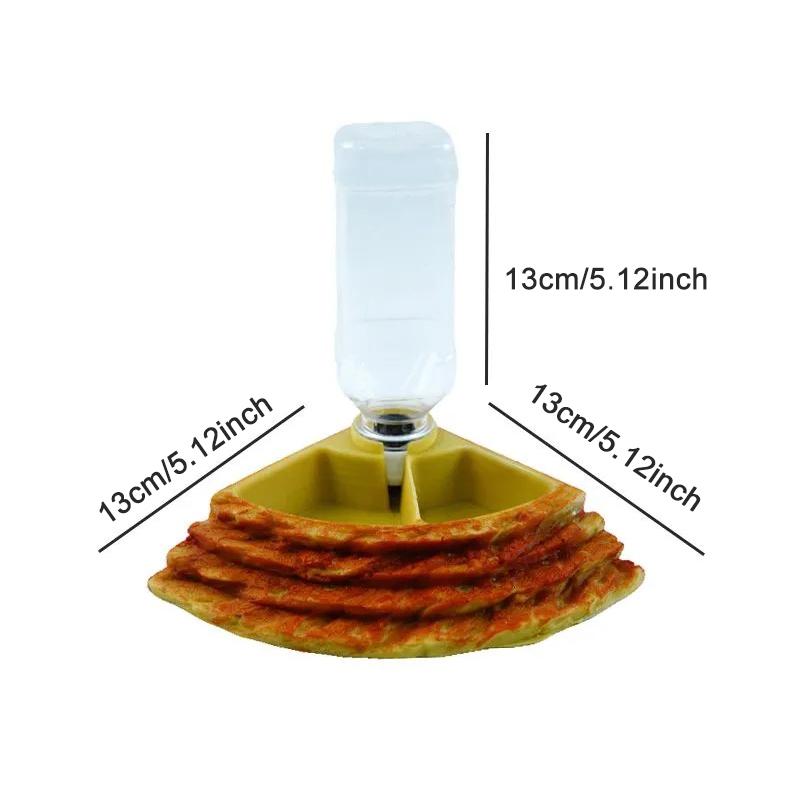 Automatic Feeder and Waterer for Reptiles, Resin Material, Lizard Snake Gecko Tortoise Rock-Like Drinking Bowl, Includes Plastic Bottle