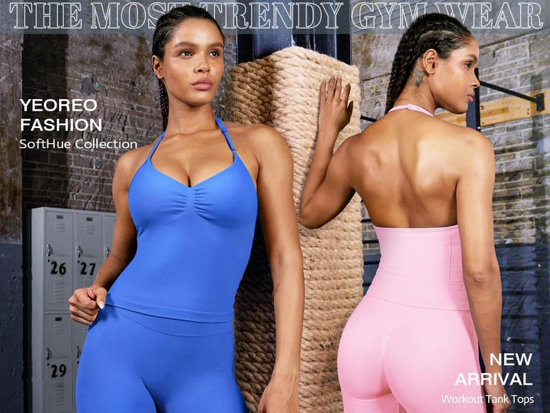 YEOREO SoftHue Women's Longline Halter Tank Top Strappy Backless Adjustable Gym Workout Top Yoga Sports Vest Fitness Activewear YEOREO SoftHue Women's Longline Halter Tank Top Strappy Backless Adjustable Gym Workout Top Yoga Sports Vest Fitness Activewear