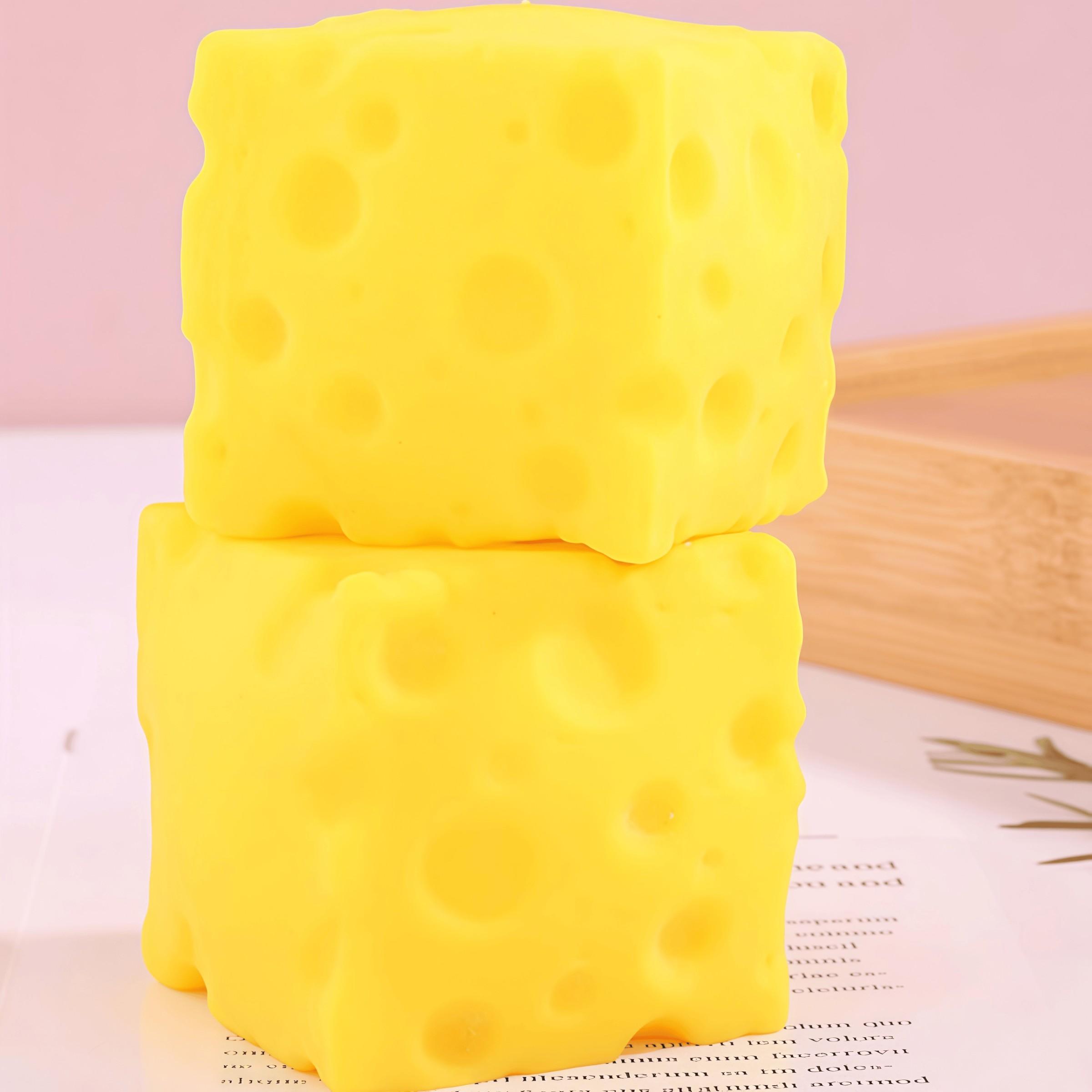 Cheese Squeeze Toy, Soft Novelty Toy, Bounce Sensory Toy, Helps Relax & Focus, Adult Sensory Cheese Toy, Food Theme Cheese Blocks, Squishies, Stress Relief Fidget
