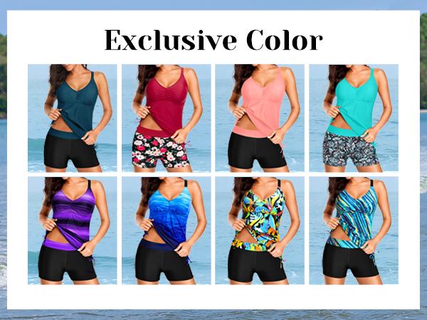 Tempt Me Two Piece Tankini Swimsuits for Women Tummy Control Bathing Suit with Shorts Athletic Swimwear