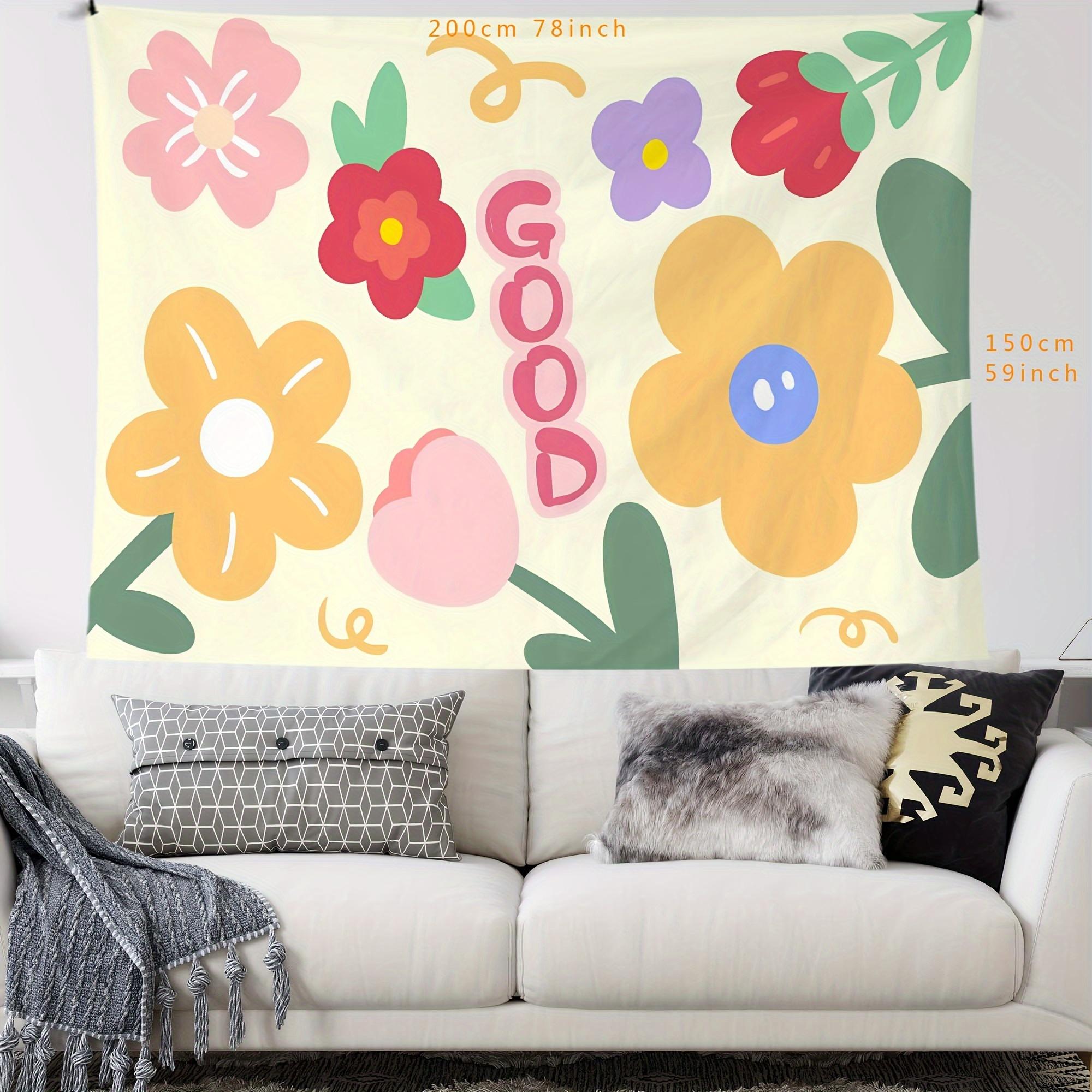 1pc "Light and breathable flower-patterned cotton velvet tapestry, suitable for elegant and simple room decoration with a beautiful and artistic touch. It is a lovely and environmentally friendly fabric background for birthday party decorations." funny