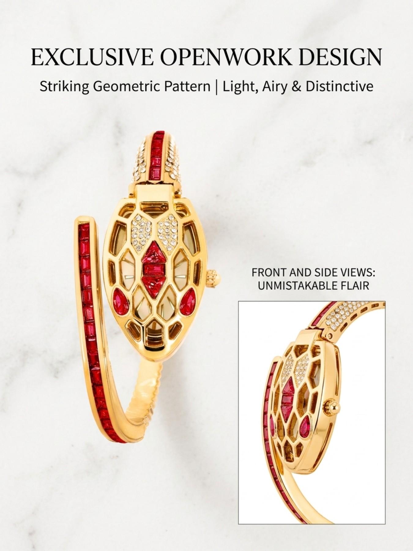 Luxury Women's Snake Watch 2026, Creative Snake Wrap Steel Band, Full Diamond Gemstone, Waterproof Quartz, Elegant Office Wear