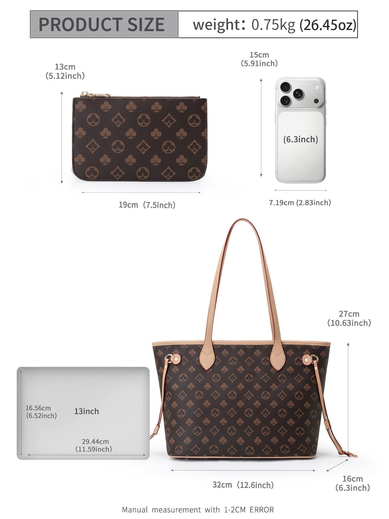 2 Piece Set Fashion Tote Bag, European and American Print, Large Capacity Commuter Handbag, Women's Outdoor Travel Shopping Bag, Shoulder Crossbody Bag