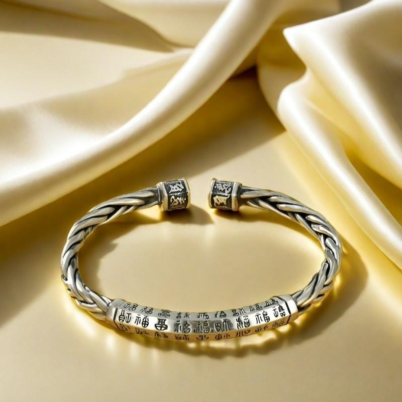 Solid Silver s925 Bangle Sterling Silver bangle Men's open bangle can be freely adjusted size send boyfriend send Dad birthday holiday gift Silver weight 34g /1.19 oz