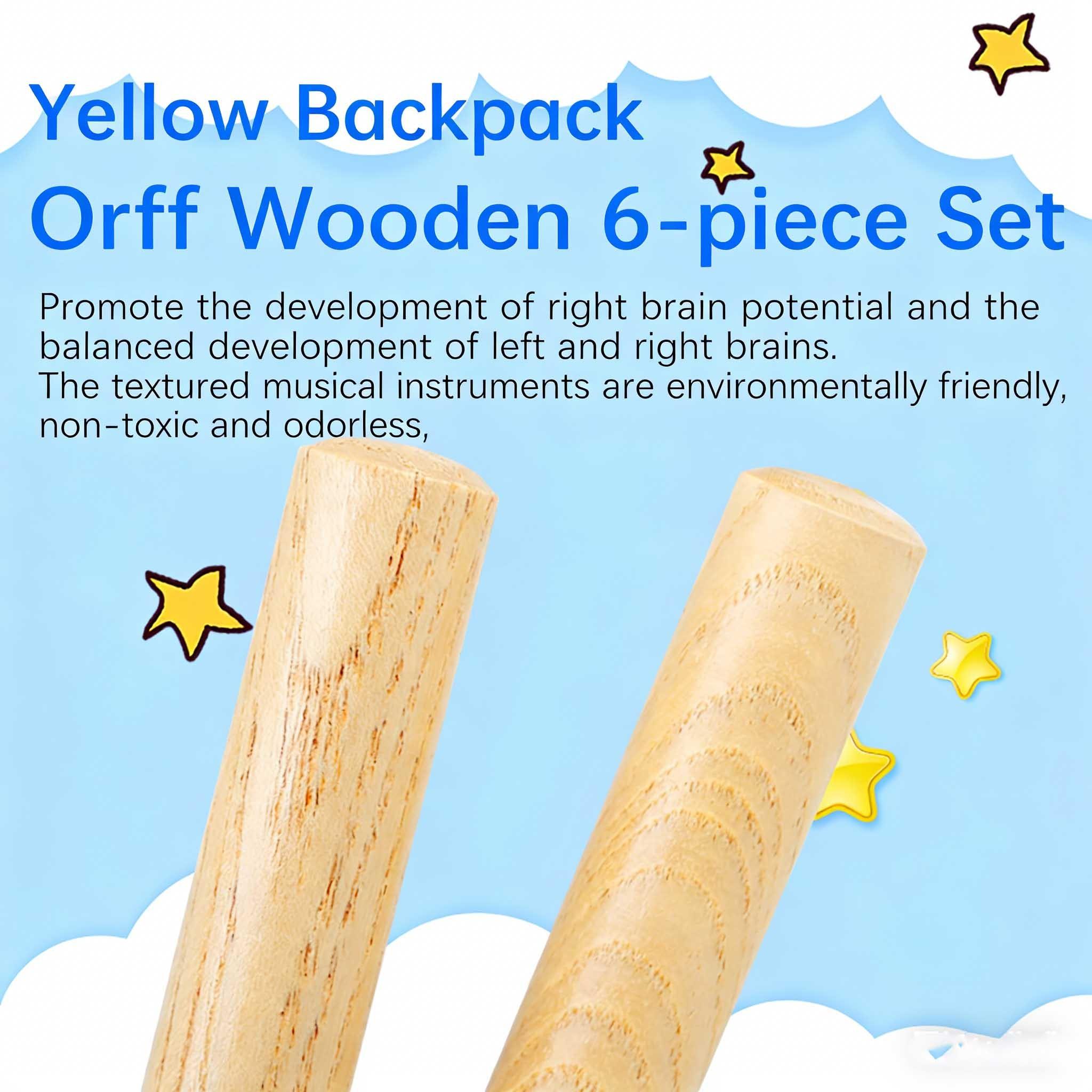 Orff Wooden Percussion Instrument Set, 6-Piece Musical Toy Kit, Natural Wood Design, Ideal Gift for Kids & Early Learning