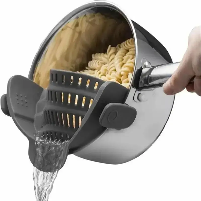 1-Piece Clip-On Type Adjustable Strainer - For Pots, Pans, Bowls, Home Kitchen Cooking Straining Supply