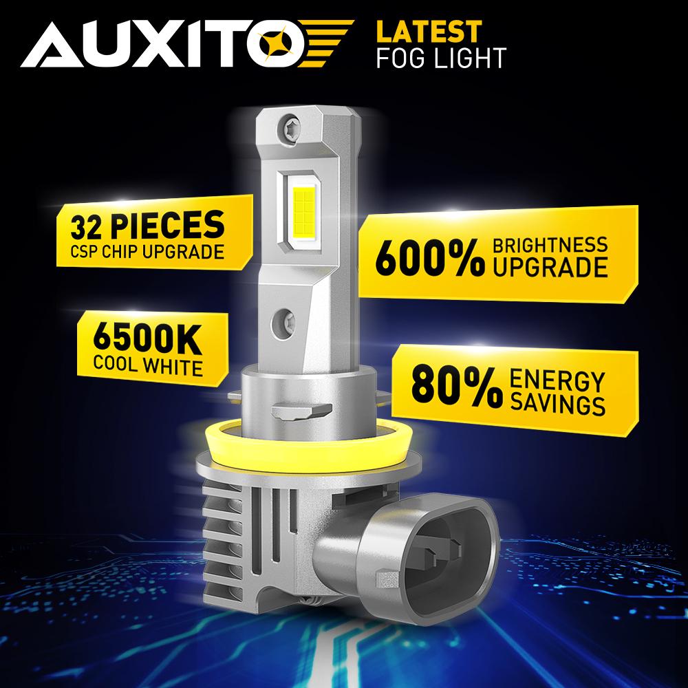 AUXITO H11 H8 H16 LED Fog Light Bulbs, 600% Brightness 6500K Cool White Driving Fog lights, 1:1 Mini Size Front headlight Lamps, Non-polarity, Play and Plug (Pack of 2) AUXITO H11 H8 H16 LED Fog Light Bulbs, 600% Brightness 6500K Cool White Driving Fog lights, 1:1 Mini Size Front headlight Lamps, Non-polarity, Play and Plug (Pack of 2)