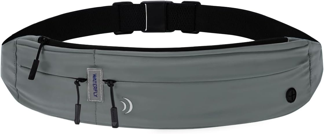 WATERFLY Slim Running Belt Fanny Pack for Women Men Phone Holder Runners Pouch Waist Belt for Workout Jogging Multifunctional Sports Bag water-resistant Outdoor Gear