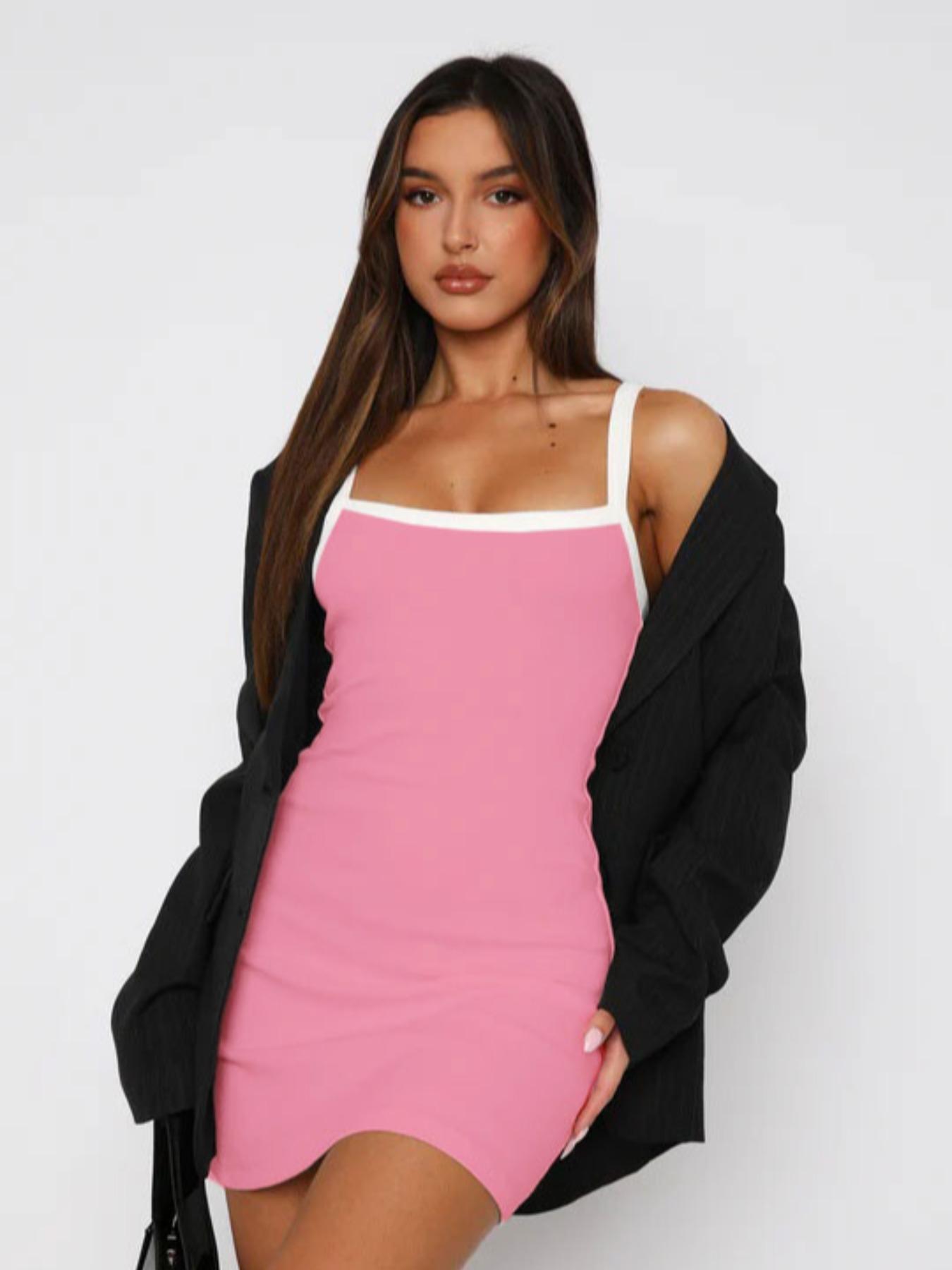 Women's Plain / Colorblock Cami Dress, Casual Sleeveless Short Breathable Dress for Summer, Ladies Clothes for Daily Wear