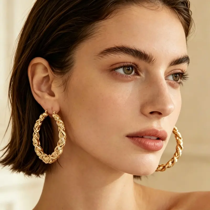 Geometric Circle Design Hoop Shape Earrings Ear Hoops for Women, 1 Pair New Fashionable Jewelry Accessories for Party, Daily Clothing Decor, Trendy All-match & Exquisite Jewelry for Birthday Gift, High Quality Earrings