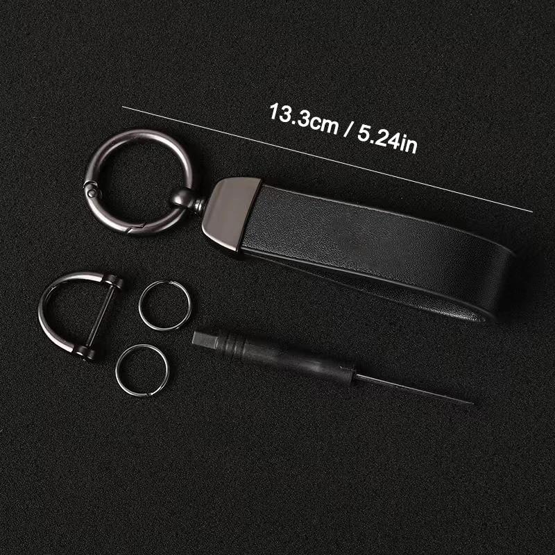 Luxury Genuine Leather Keychain, Car Key Ring for Ford Focus Mk2 Mk3, Fiesta Mk7, Ranger, Mondeo Mk4, S-Max, Kuga, Mustang Accessories