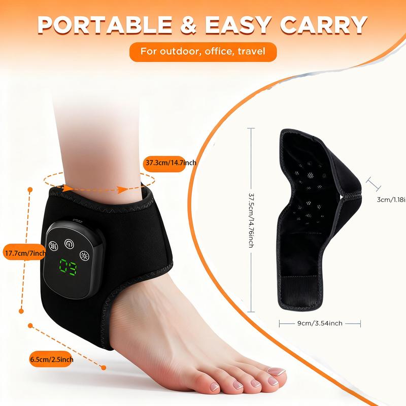 Cordless Ankle Massager with Heating Vibration, USB Rechargeable Heated Wrap, 5 Heat Levels, 3 Vibration Modes, Left & Right Foot Use, Relaxation Aid, Chrismas Gift