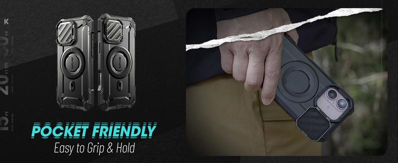 SUPCASE iPhone Cases for iPhone 16 Case/15/14/13 Pro/Pro Max (UBMag XT)with Camera Cover, [Compatible with MagSafe] Heavy Duty Rugged Case with Built-in Kickstand Protector Case Cellphone Casing