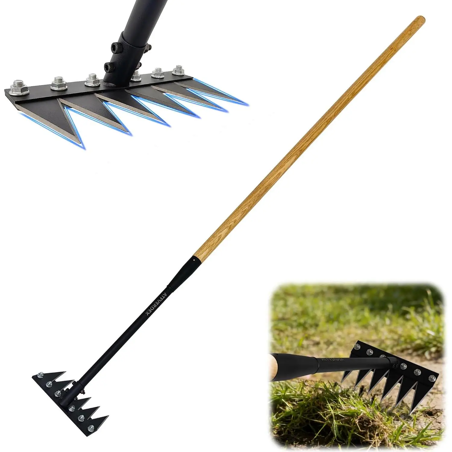 Gardenia Weeding Rake 2.0,60"Forged Iron Weeding Rake, Uproots Tough Weeds