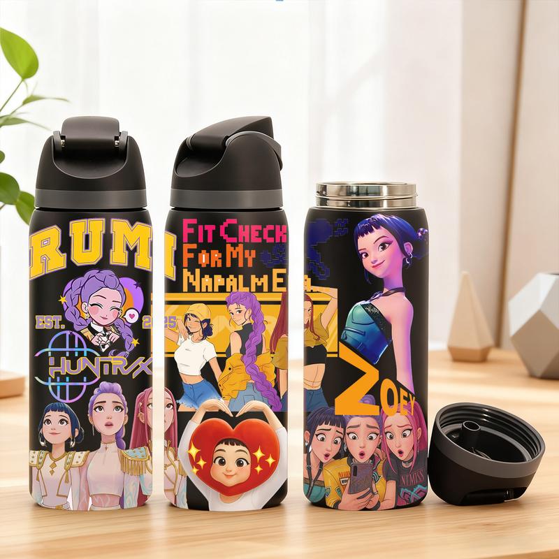 Auracup 1 Pc 19/24/32oz insulated mug, double wall vacuum cup with leak-proof lid, hot cold drinks tumbler, keeps hot 12 hours cold 24 hours, anime style colorful print, stainless steel thermal travel mug, Stainless steel flask, gift for women men, Chr