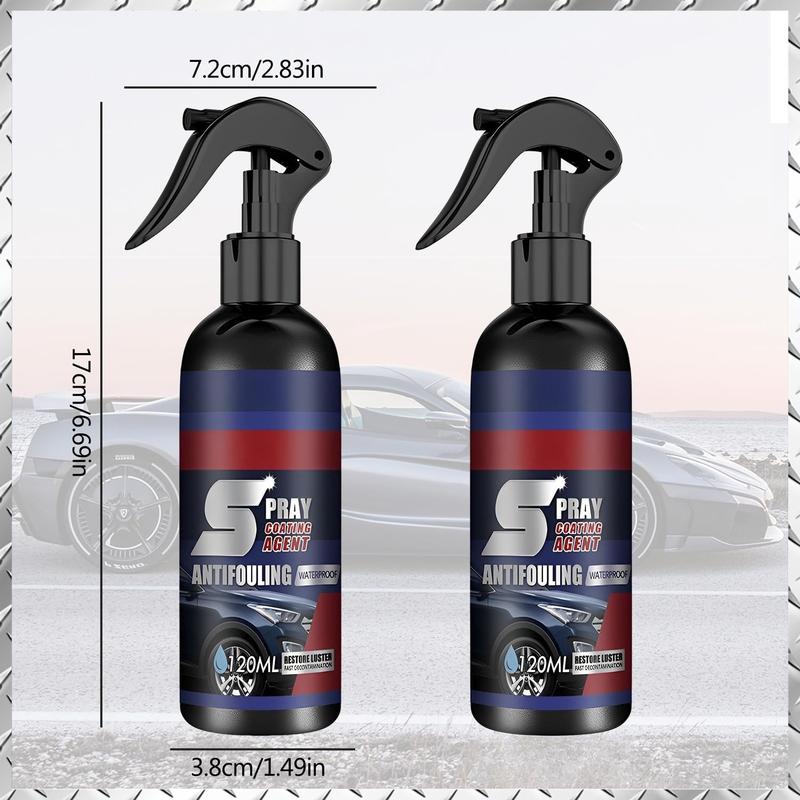 120ml Car Paint Care Spray, Car Paint Quick Coating Agent, Car Wax Polishing Agent, Water-free Car Cleaning Agent, Plastic Coating Agent for Car, Quick Detail Spray, Restorer Kit