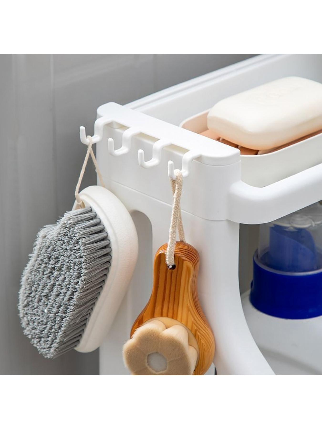 Rolling Bathroom Storage Cart with Wheels, Heavy Duty Mobile Shelf Organizer, No Assembly, Space Saving for Bathroom Kitchen Laundry Small Spaces