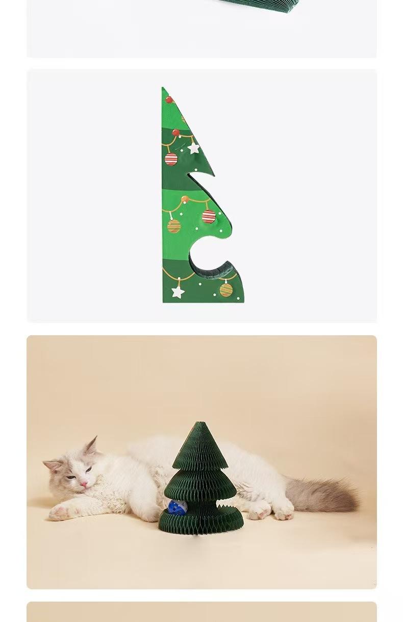 Christmas Standing Wall-mounted Wear-resistant Non-abrasive Foldable Cat Toy for Self-entertainment and Relaxation Christmas Tree Accordian Cat Scratch Board