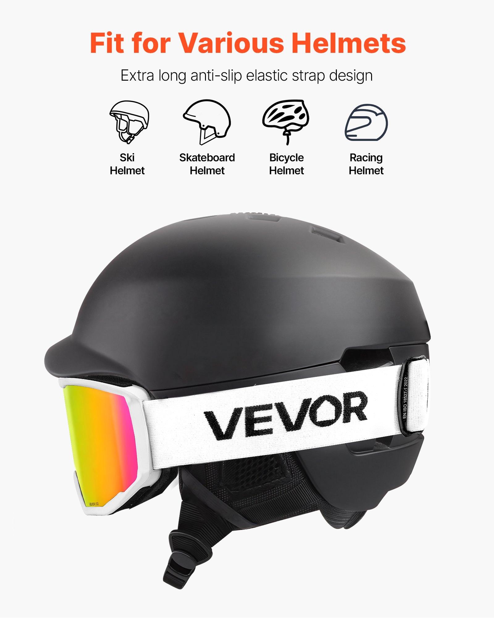 fathersdaygift  VEVOR Ski Goggles, Cylindrical Lens with Pink Revo Coating, OTG Anti fog Snow Goggles for Men Women Youth, TPU Frame Ventilation Structure, Suitable for Skiing, Skating, Snowboarding, Cycling
