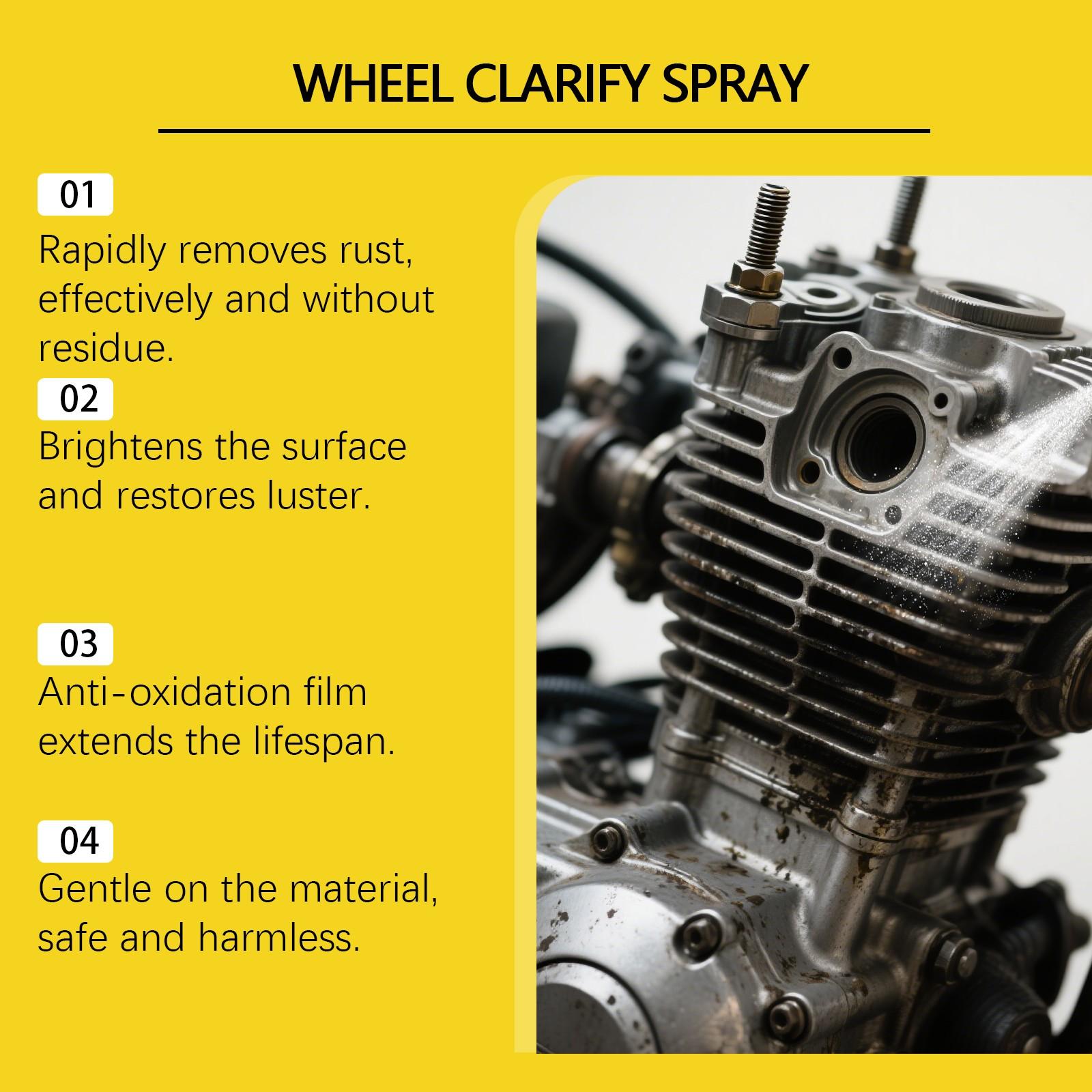 Wheel HUB Rust Removal Refinish Spray, Car Body Wheel Brake Dust Surface Rust Daily Cleaning Shine Care, Automotive Maintenance Solution