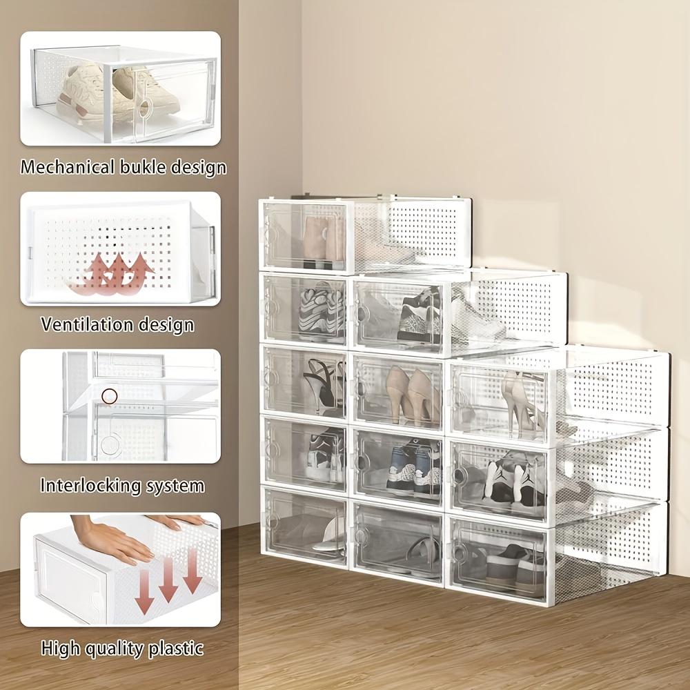 33.5x23x14cm Shoe Organizer Boxes 24 Pack Stackable Clear Shoe Display Case Drawer Cabinet Clear Stackable Drawers