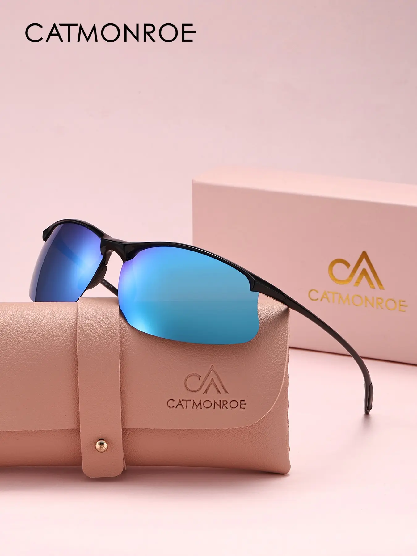 CATMONROE Half Frame Polarized Sunglasses UV400 TR90 Lightweight Men Women Sport Running Cycling Driving Outdoor Eyewear