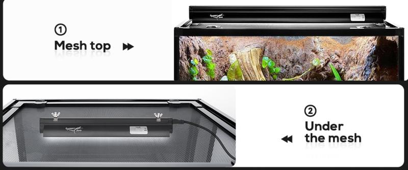T5 Reptile Light Fixture Combo Kit 24W Light Fixture Reptile Terrarium Hood 10.0 UVB Light Bulb dimmable Fluorescent Tube Ideal for Tropical and Deserts Such as Bearded Dragon Lizards and Tortoises