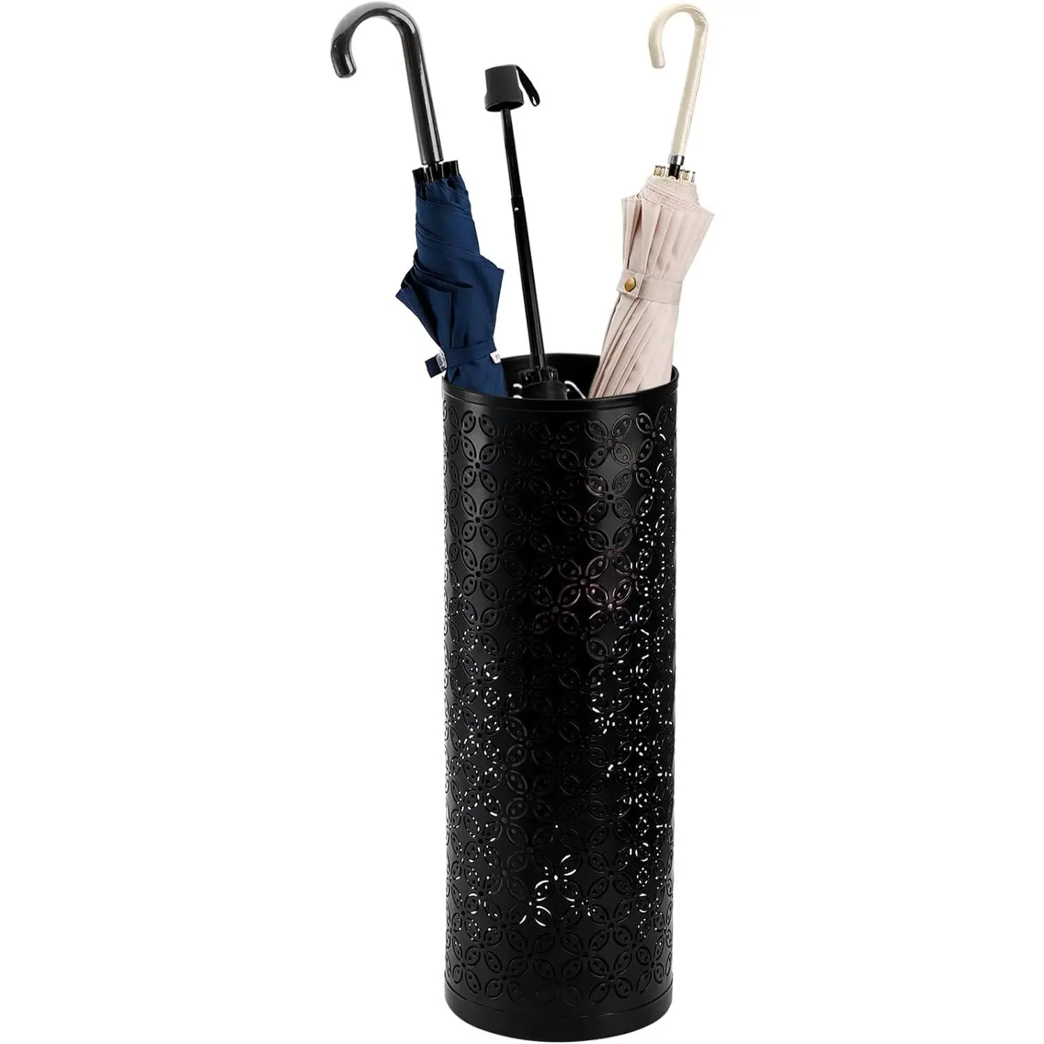 Metal Round Umbrella Stand Rack, Free Standing Umbrella Holder Bin, Canes Walking Sticks Holder for Entryway, , Office, Black