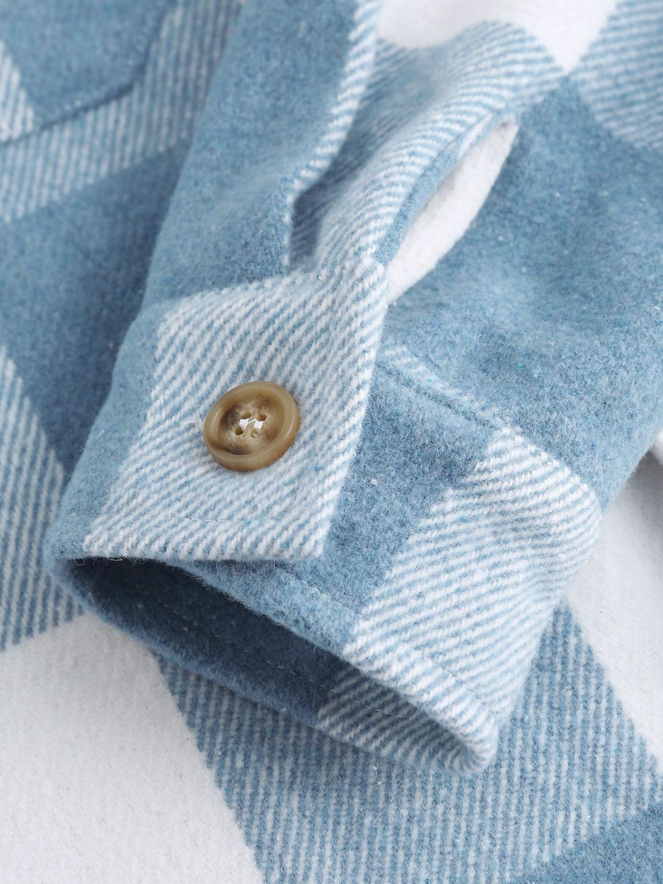 Men's Plaid Print Pocket Button Front Shirt, Regular Fit Casual Long Sleeve Collared Top for Fall & Winter, Men's Clothes for Daily Wear