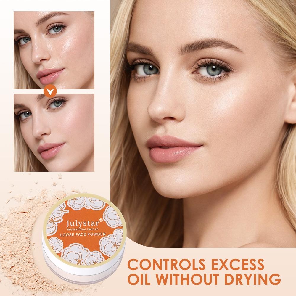 3 Shades Oil-Control Loose Setting Powder, Blur Pores, Smooth Matte, Long-Lasting, Waterproof, Natural Look for Daily & Party