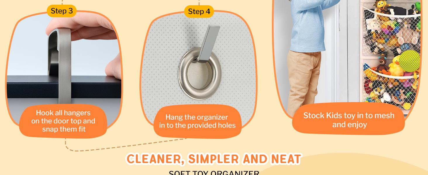 The Original Stuffed Animal Storage (Patented) - Over Door Organizer for Stuffies, Baby Ideas Holder, Toy Plush Hammock Hanging Net Big Girls Toddler Large Bag Animals Stuffy Behind