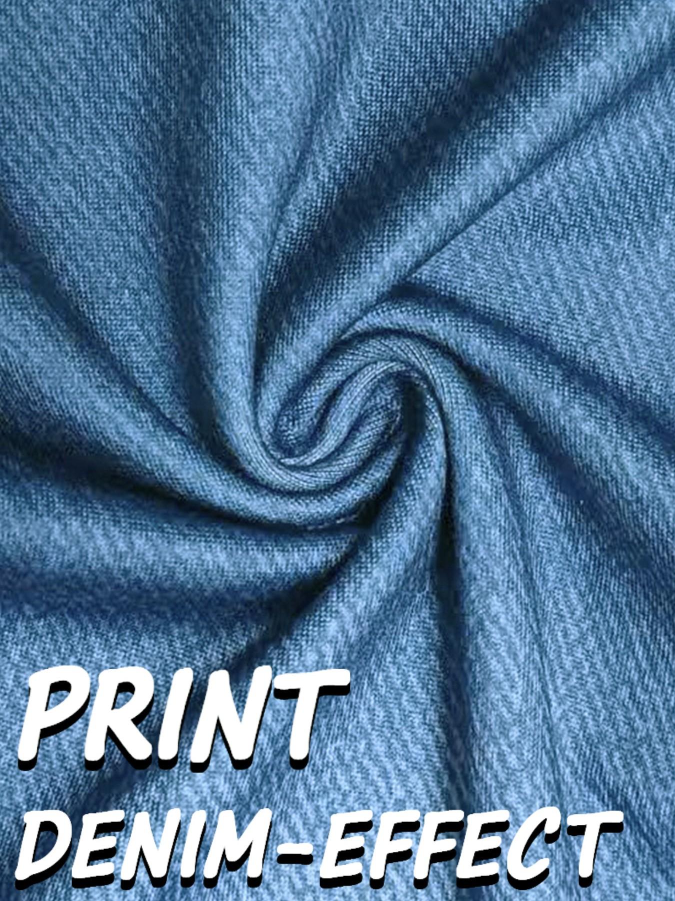 Women's Printed Skinny Pants Non-Denim Fabric, Ladies Short Five-Pocket Bottoms, Faux Denim Print Base Pants for All Seasons