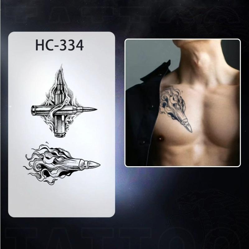Men's European retro tattoo stickers, compass and mountain, Spartan warrior, bird compass, durable and waterproof, temporary tattoo stickers lasting one to two weeks